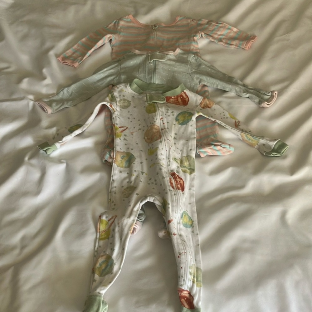 Cloud Island Green and Orange Footies Pajamas